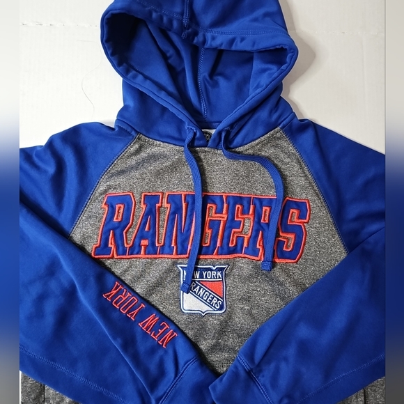 New York Rangers Hoodie Blue Gray NHL Pullover Hooded Sweatshirt Men's Sz Small - Picture 2 of 12